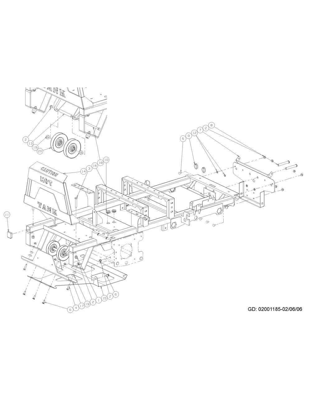 Frame Assembly 60-Inch Diagram and Parts List for M60-KW LC-53CB5GFX750-29HP-DFI-OHV-LC Cub Cadet Lawn Tractor